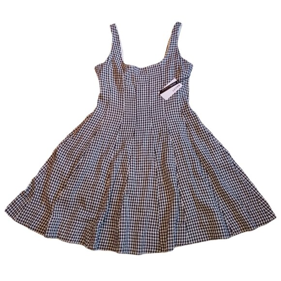 Bailey Womens Size 8 Dress Plaid Black & White Linen Blend Fit & Flare Womens 8 - Picture 1 of 13